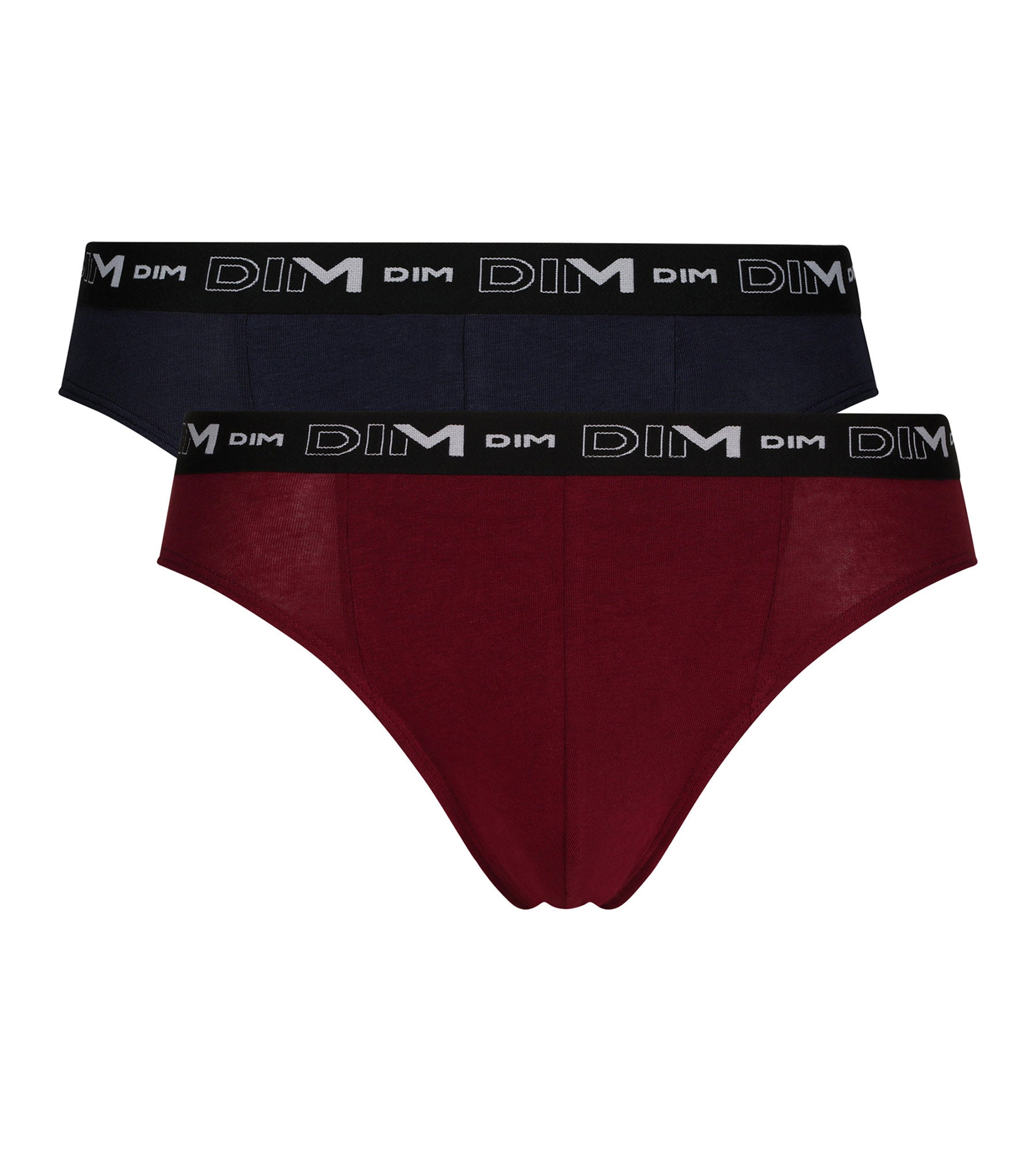 DIM 2er-Pack Herren-Slips Blau/Rot mit Kontrastgürtel aus Stretch-Baumwolle