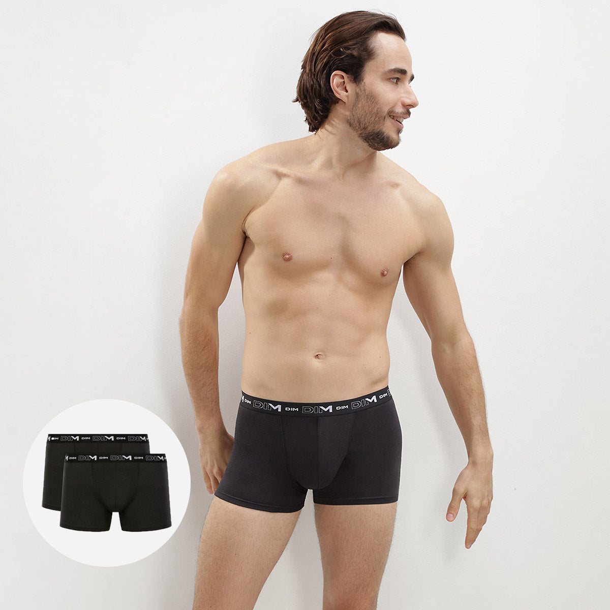 DIM 2er-Pack Boxershorts aus Stretch-Baumwolle schwarz