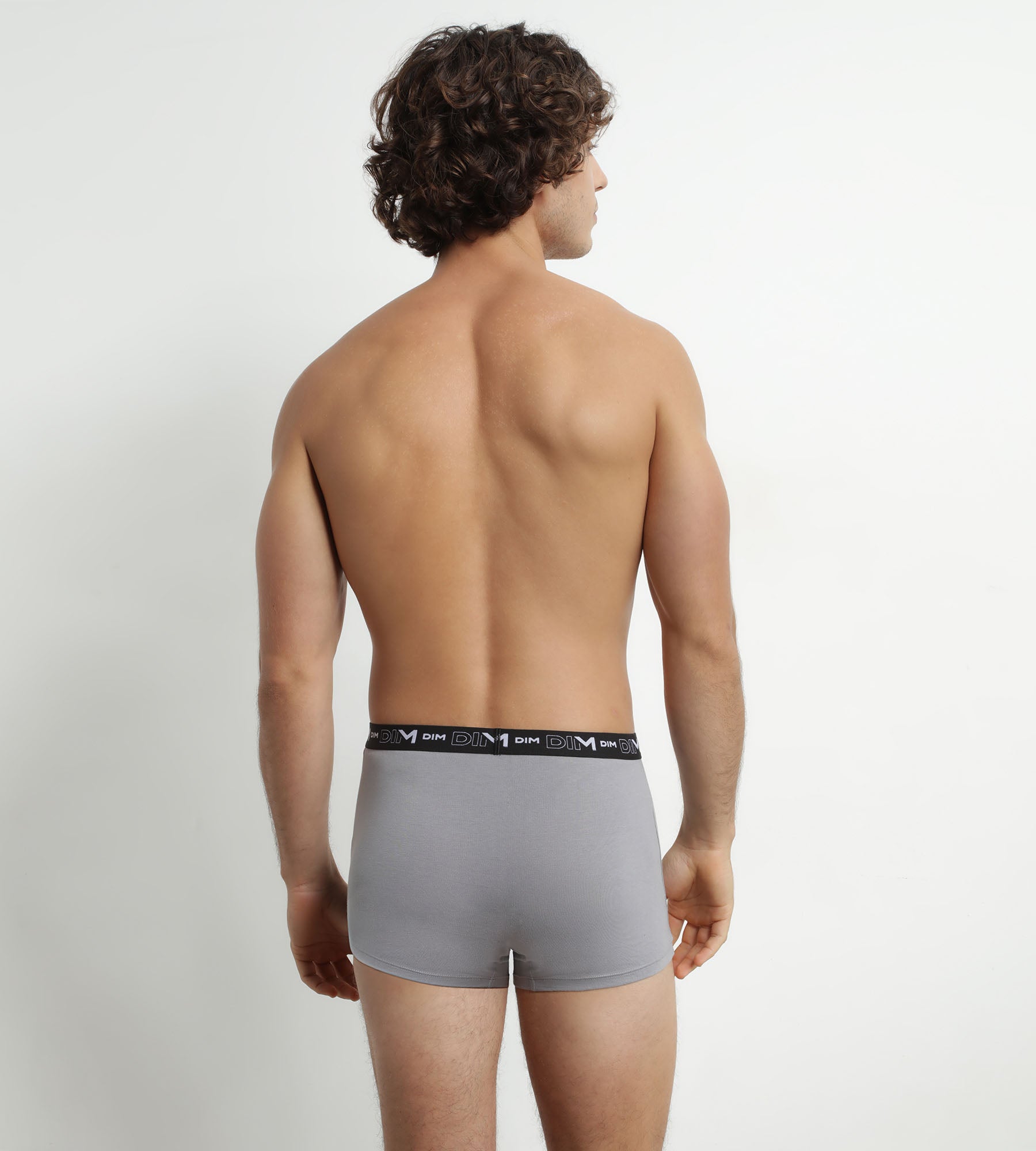 DIM 2er-Pack Herren-Boxershorts Weiß/Grau mit Kontrastgürtel aus Stretch-Baumwolle