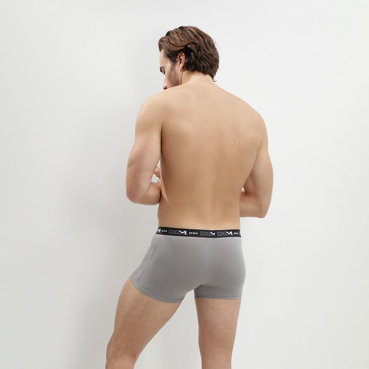 DIM 3er-Pack schwarze/stahlgraue/weiße Boxershorts mit Logobund