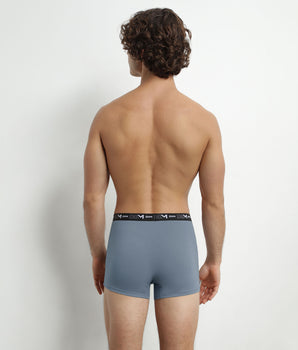 3er-Pack Herren-Boxershorts Schwarz/Grau mit Kontrastgürtel aus Stretch-Baumwolle