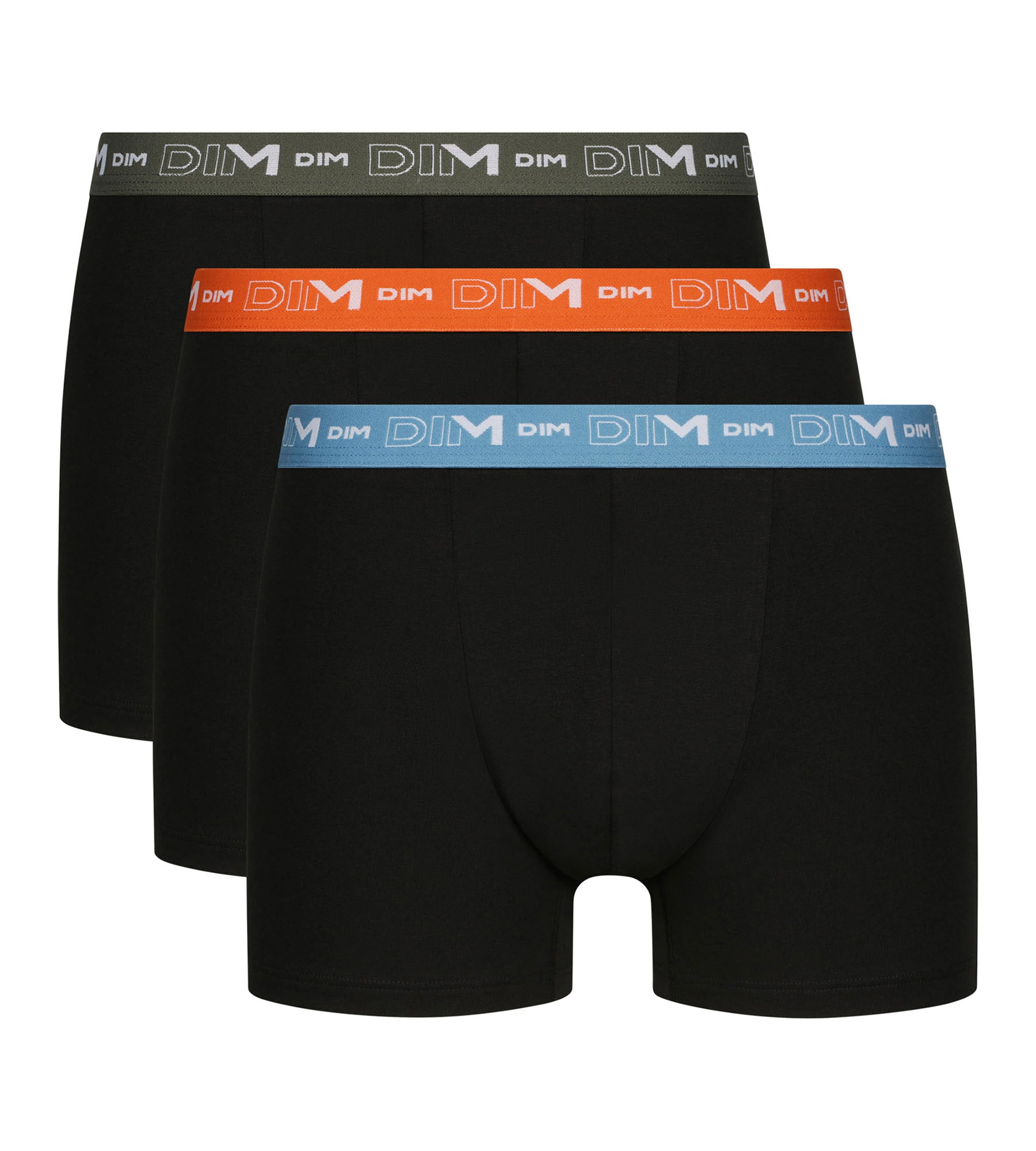 DIM 3er-Pack Herren-Boxershorts aus Stretch-Baumwolle Blau/Orange
