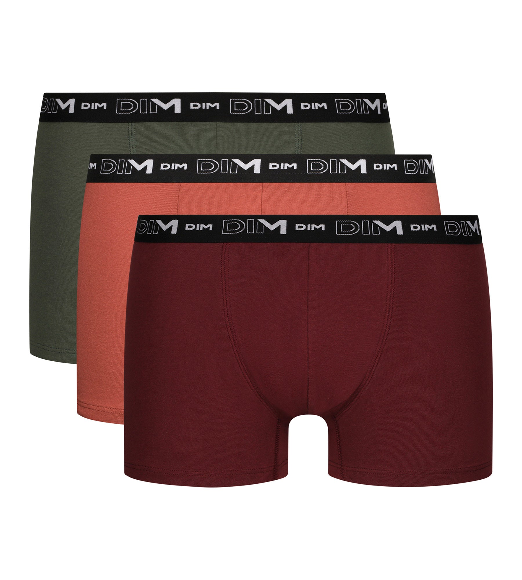 DIM 3er-Pack Herren-Boxershorts aus Stretch-Baumwolle Rot/Grün