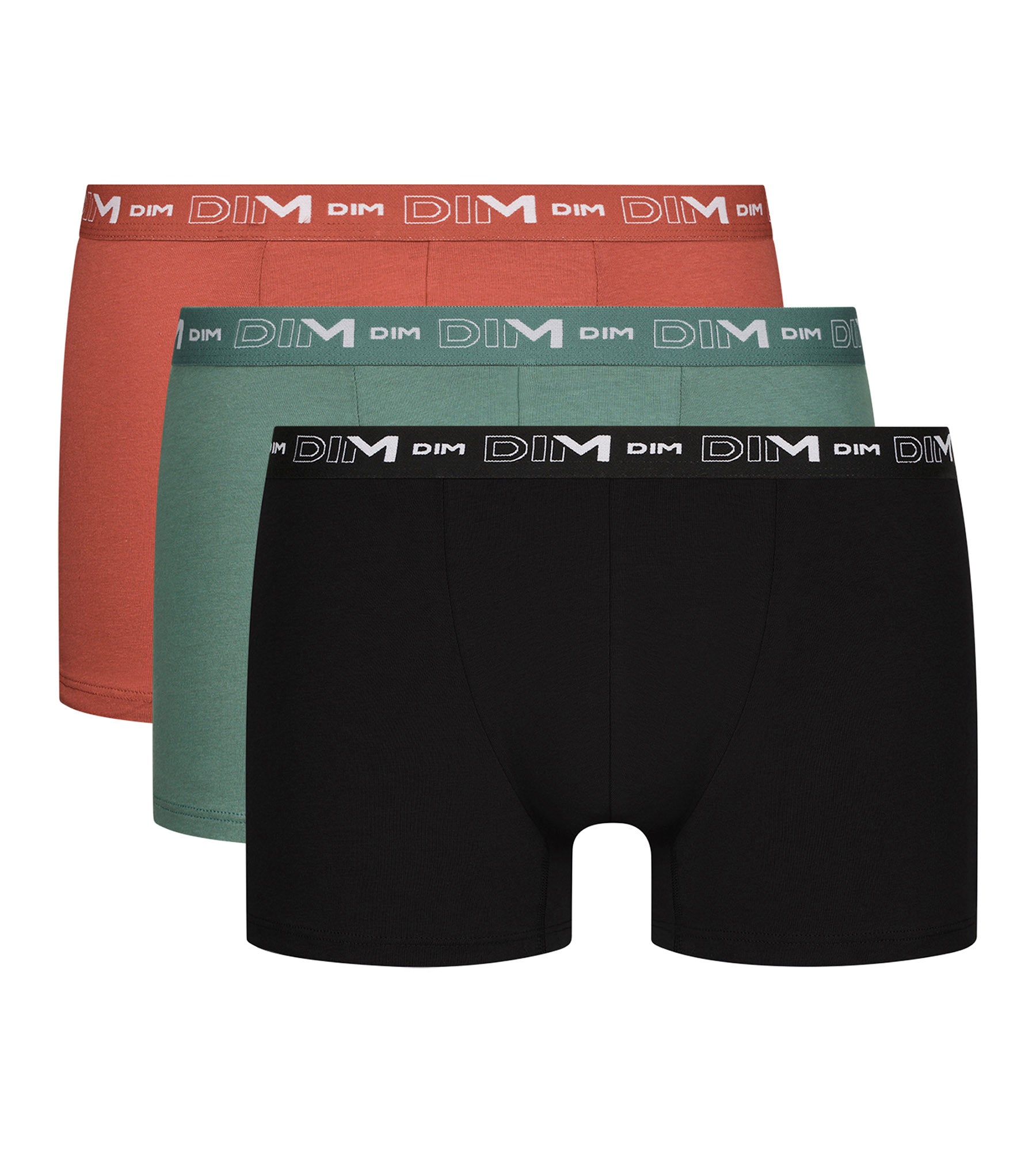 DIM 3er-Pack Herren-Boxershorts aus Stretch-Baumwolle Schwarz/Grün