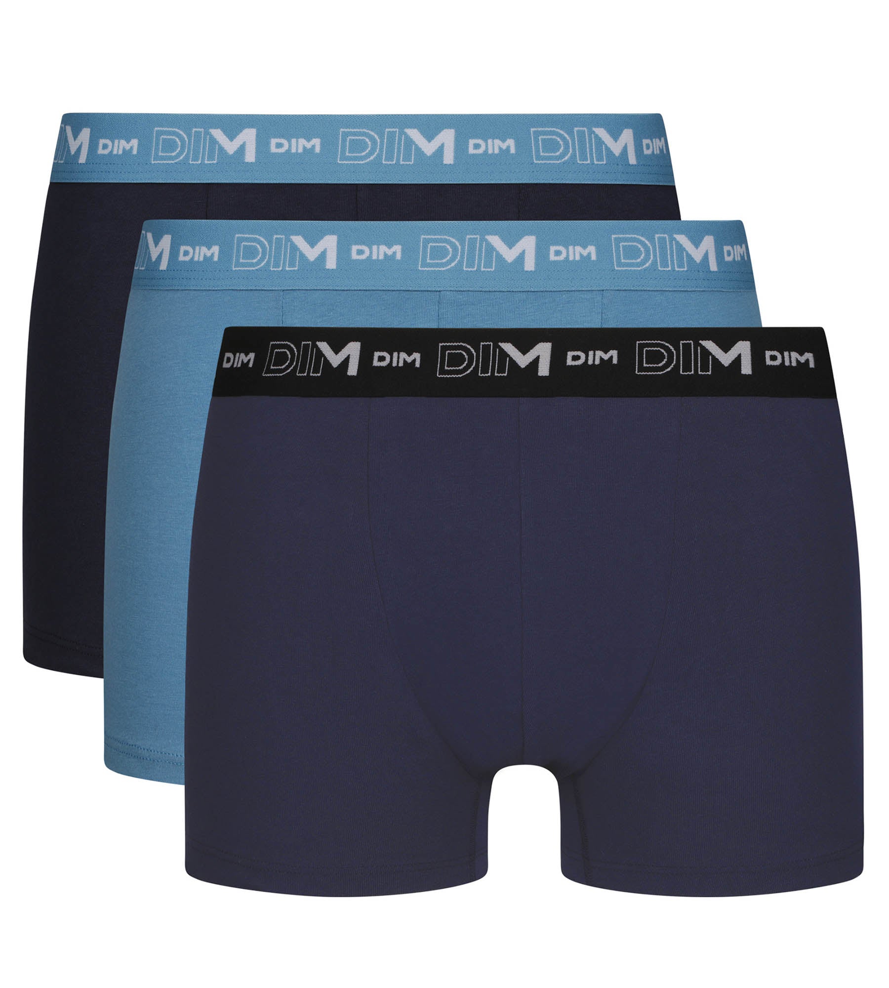 DIM 3er-Pack Herren-Boxershorts Blau Riviera Denim/Schwarz aus Stretch-Baumwolle