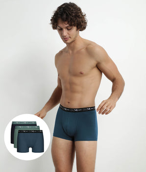 3er-Pack Herren-Boxershorts Schwarz/Grün/Blau aus Stretch-Baumwolle