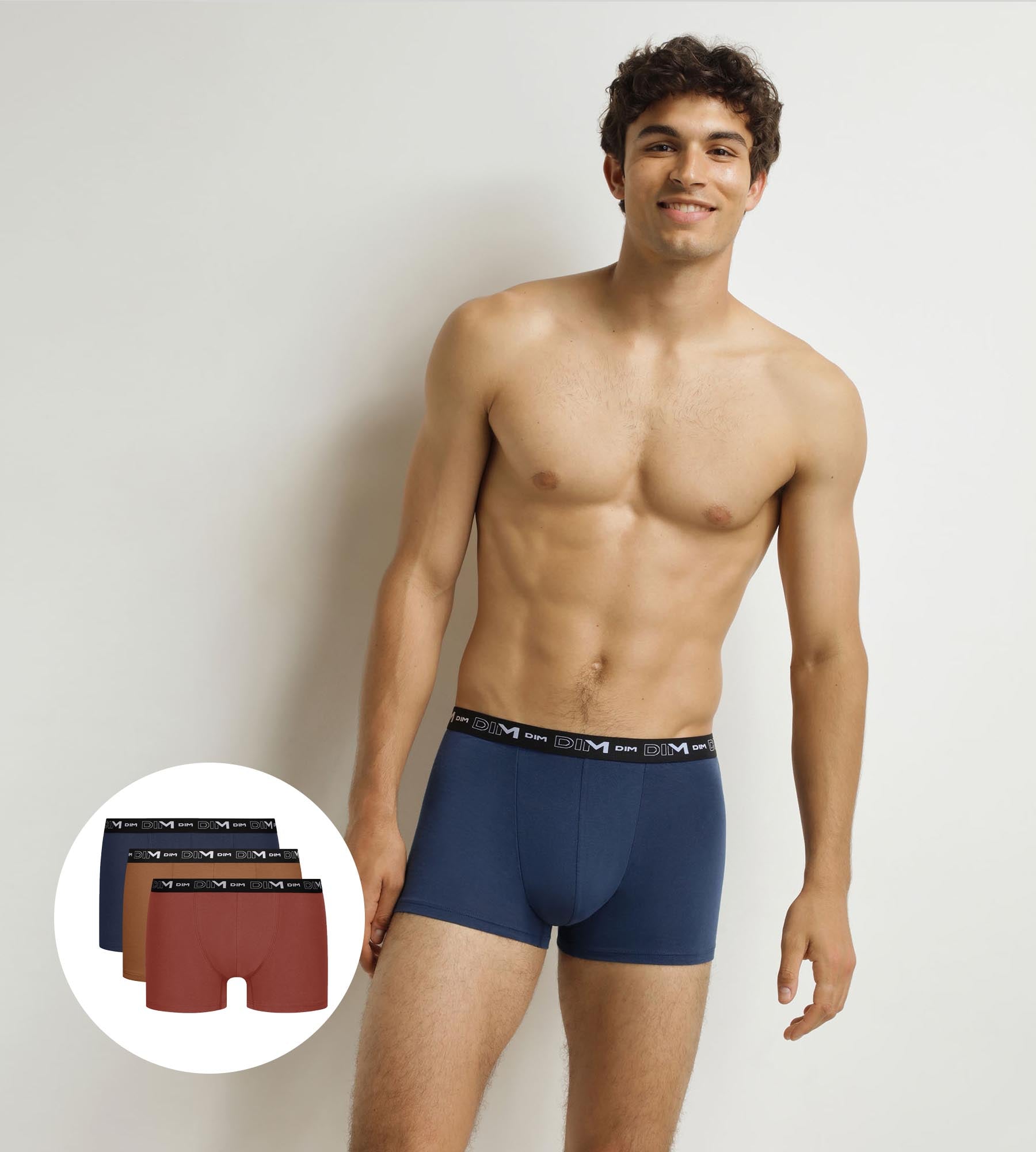 DIM 3er-Pack Herren-Boxershorts Coral Ocker Nocturne Cotton Stretch