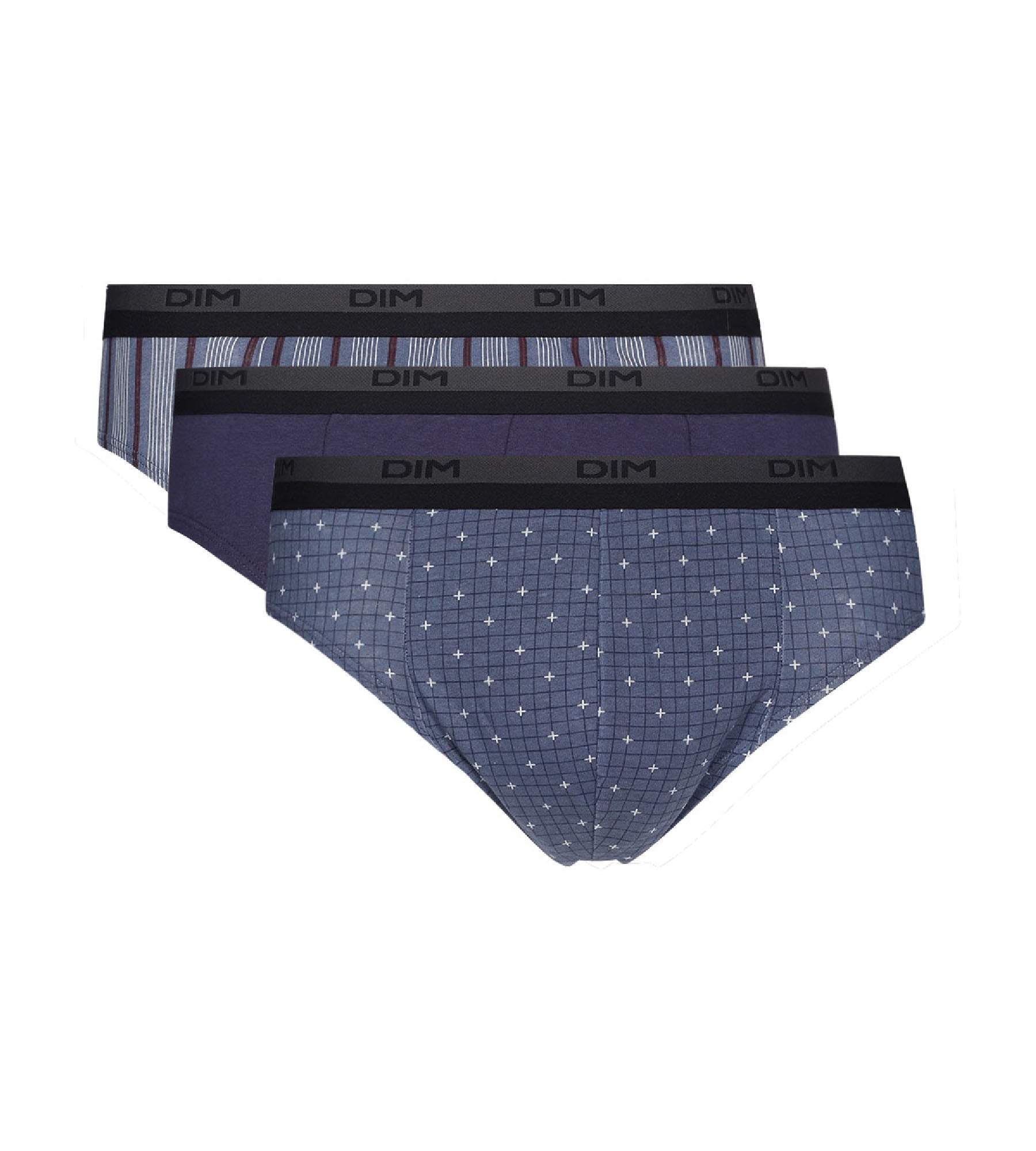 DIM 3er-Pack Slips aus Baumwolle blau gemustert