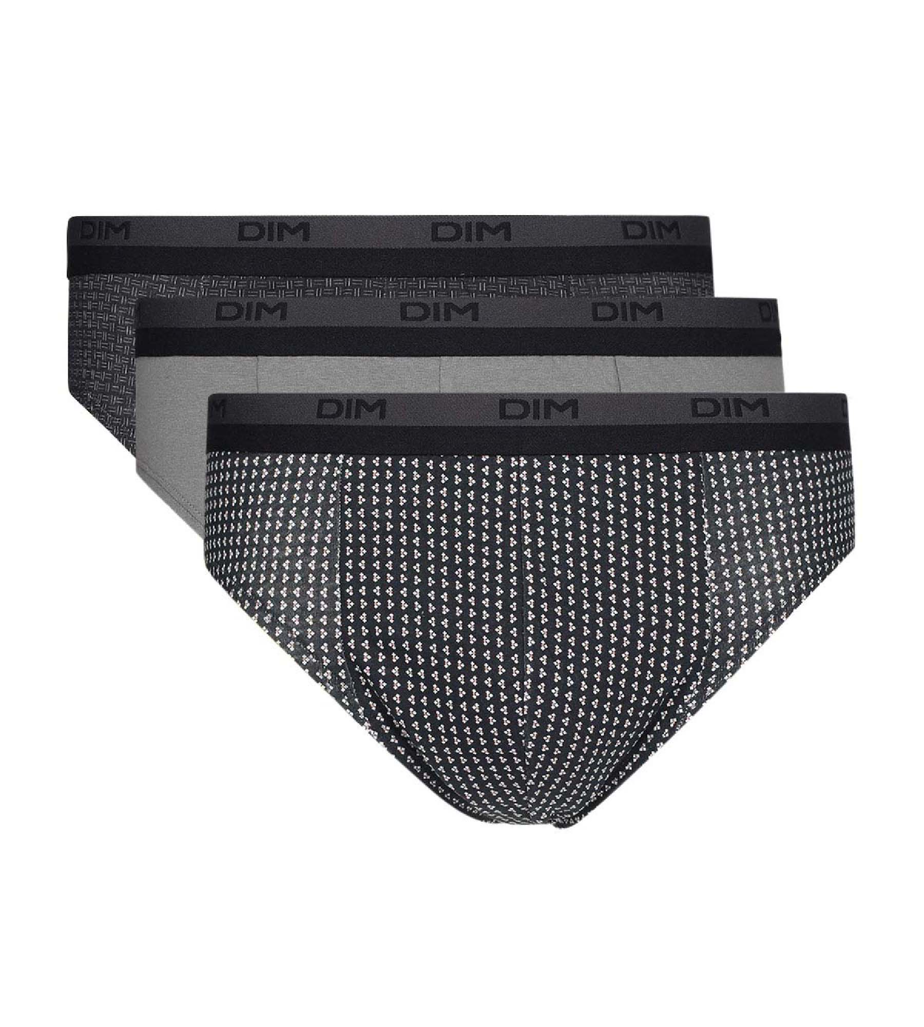DIM 3er-Pack Slips aus Baumwolle grau/schwarz gemustert
