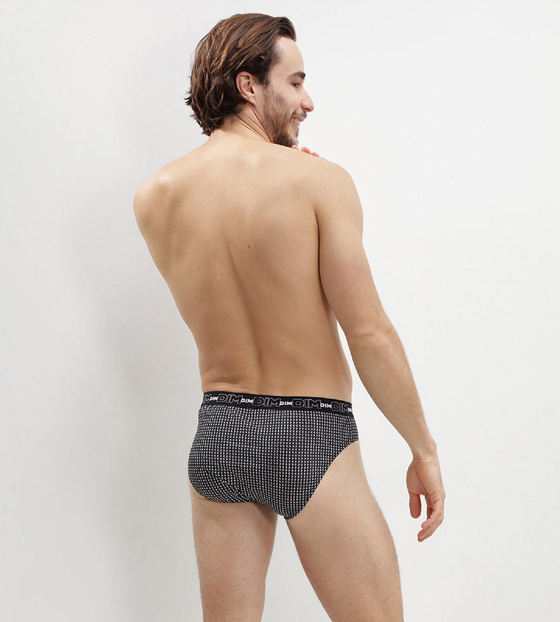 DIM 3er-Pack Slips aus Baumwolle grau/schwarz gemustert
