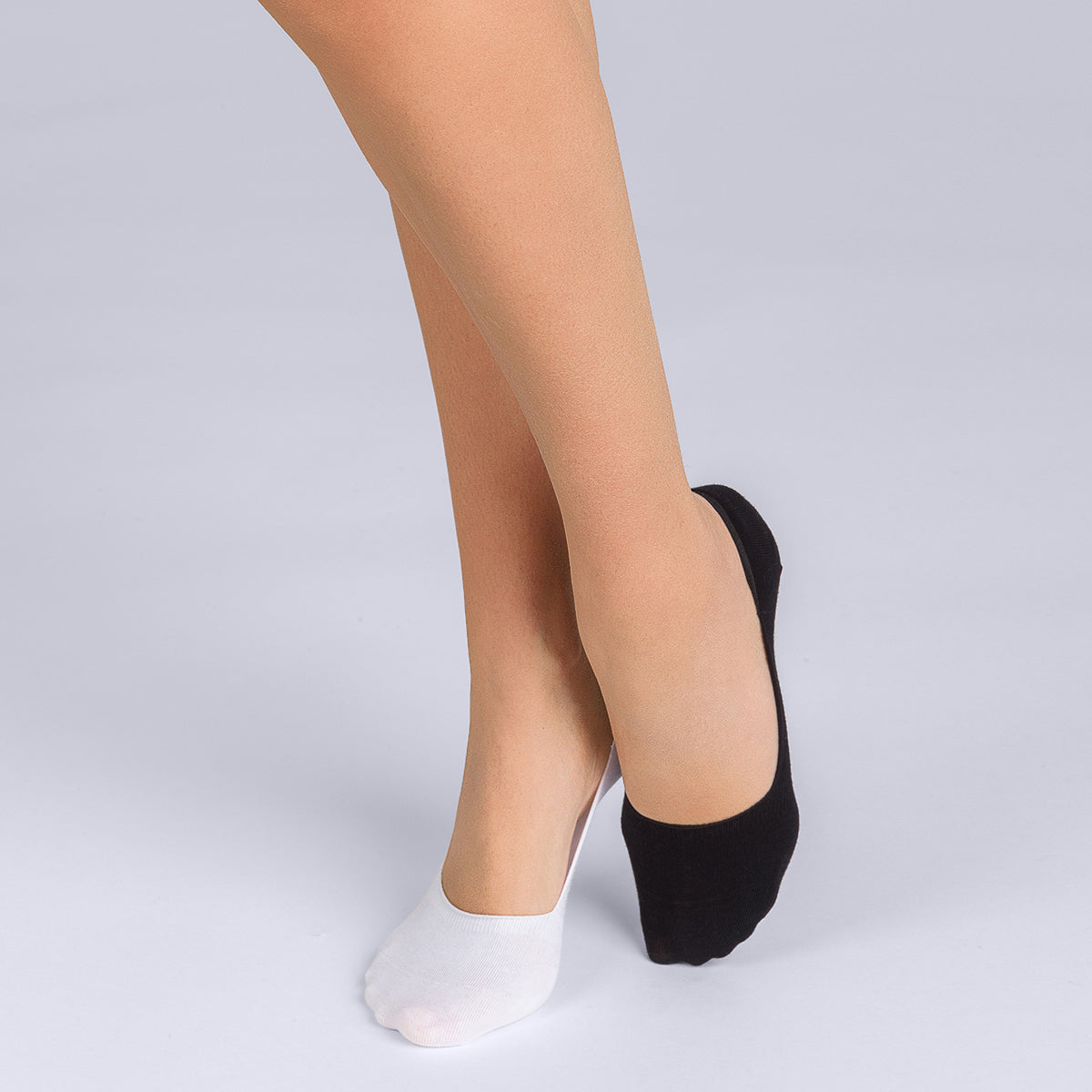 DIM 2er-Pack schwarze/weiße Damen-Füßlinge aus Baumwolle - Basic Cotton