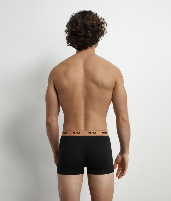 DIM 3er-Pack schwarze Stretch-Baumwoll-Boxershorts in Schwarz, Haselnuss und Grün – Mix & Colors