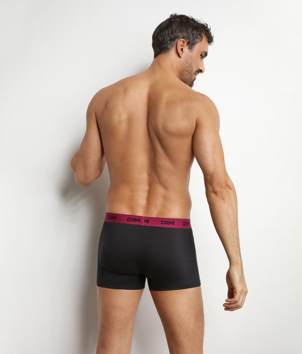 DIM 3er-Pack schwarze Boxershorts für Männer mit farbigem Bund Retro Mix & Colors