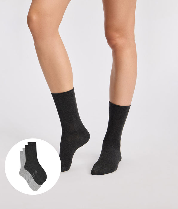 DIM 2er-Pack Damensocken in Hellgrau und Anthrazit aus Modal