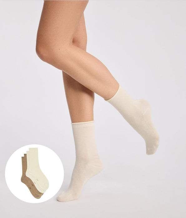 DIM 2er-Pack Damensocken in Taupe und Beige aus Modal