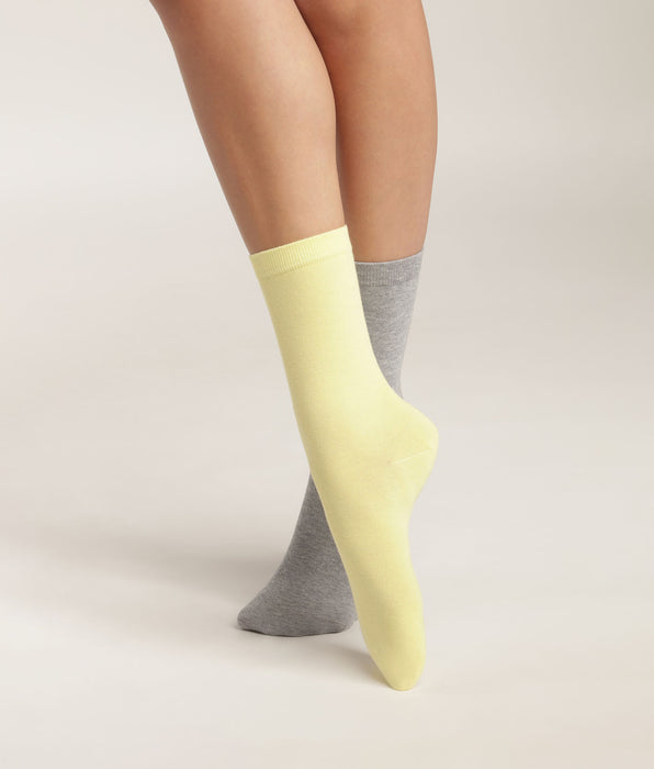 DIM 2er-Pack Damensocken aus Baumwolle in Bananengelb Dim