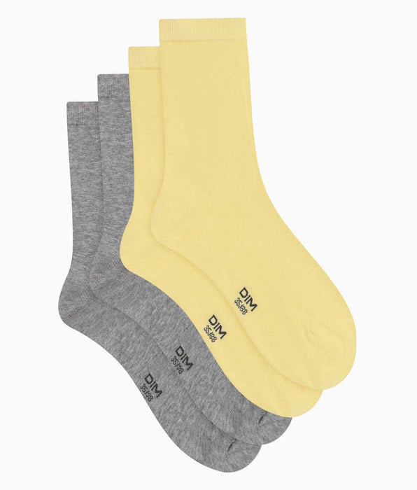 DIM 2er-Pack Damensocken aus Baumwolle in Bananengelb Dim