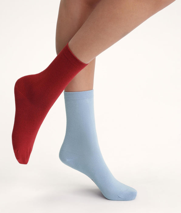 DIM 2er-Pack Damen-Socken Rot Blau Baumwolle