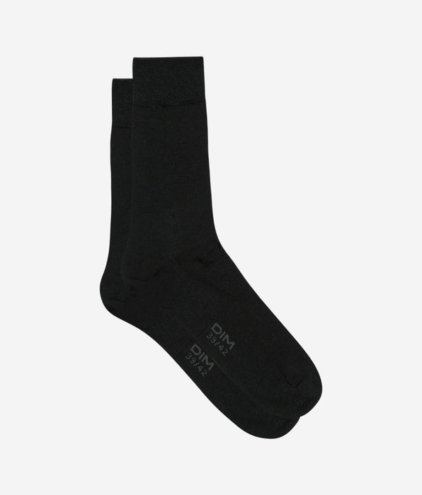 DIM Schwarze Herrensocken aus Wolle mit Baumwollfutter