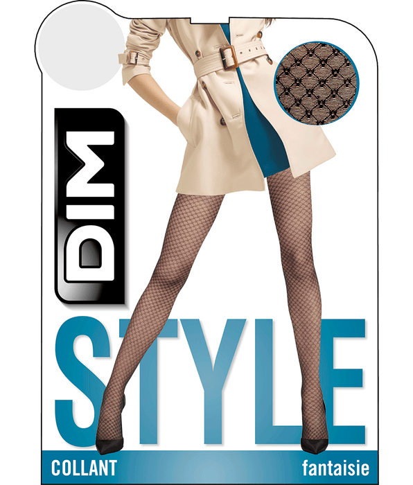 DIM Schwarze gemusterte Strumpfhose mit Schmuckdetail 23D - Madame So Chic