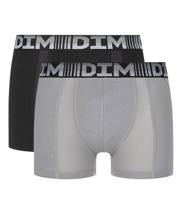 DIM 2er-Pack Anti-Transpirant-Boxershorts schwarz/hellgrau - 3D Flex Air
