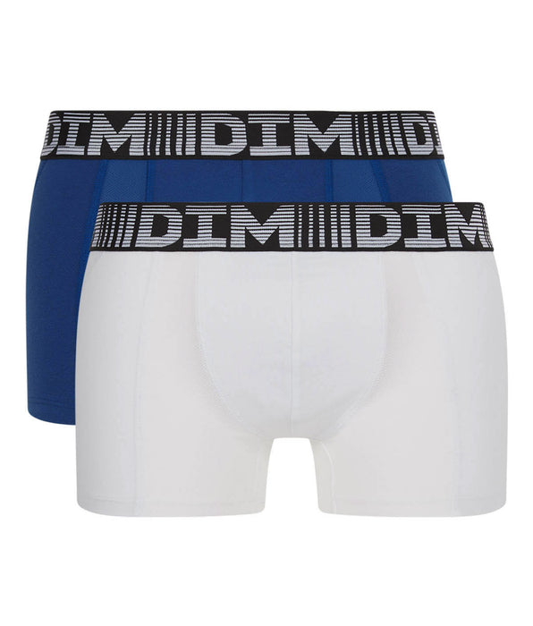 DIM 2er-Pack Anti-Transpirant-Boxershorts stahlblau/weiß - 3D Flex Air
