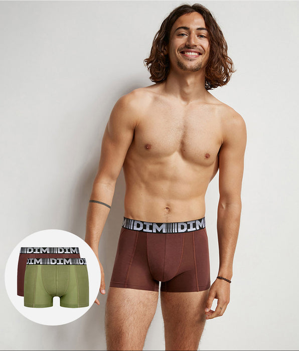 DIM 2er-Pack Anti-Transpirant-Boxershorts khaki/braun - 3D Flex Air