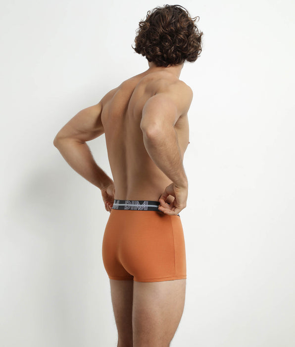 DIM 3er-Pack Herren-Boxershorts aus Mikrofaser mit 3D-Bund in Grau/Blau/Orange – Dim Powerful