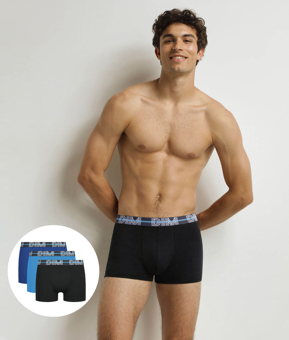 DIM 3er-Set Boxershorts für Männer Schwarz Azurblau Powerful
