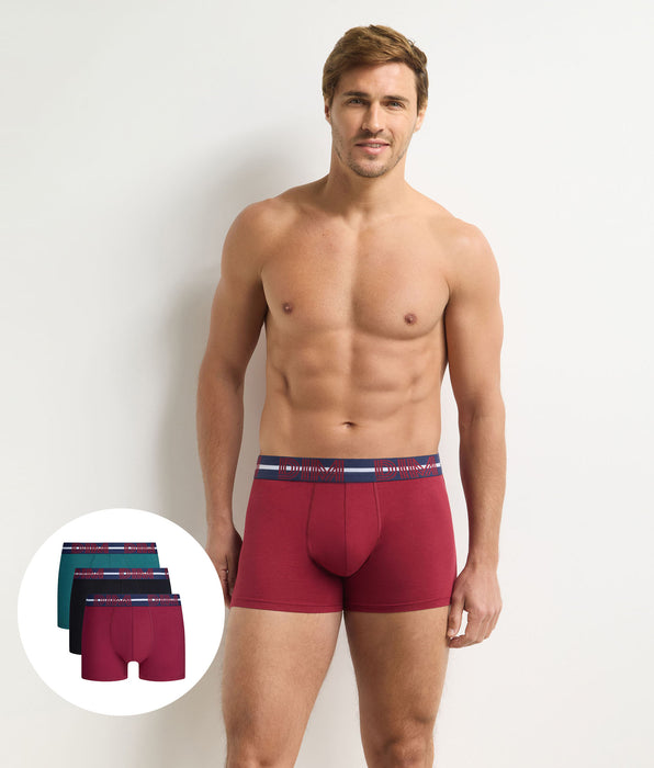 DIM 3er-Pack Boxershorts für Herren aus Samt, schwarz, flaschengrün Powerful