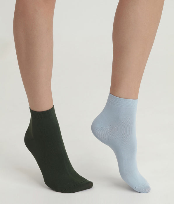DIM 2er-Pack Damen-Socken Grün Blau Skin
