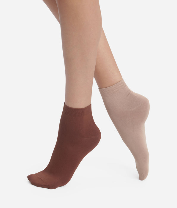 DIM 2er-Pack Damensocken Taupe Café Skin