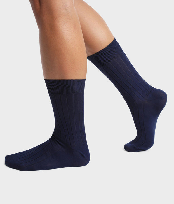 DIM 2er-Pack marineblaue Herrensocken aus schottischem Garn