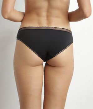 Schwarzer Slip aus Mikrofaser und Tüll - Dim Daily Confort