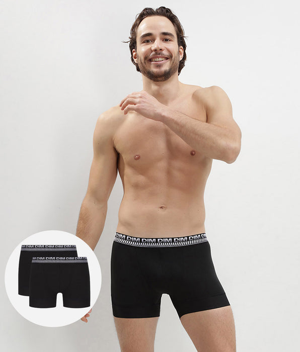 DIM 2er-Pack schwarze Boxershorts mit PowerGrip Beinabschluss - Stay & Fit