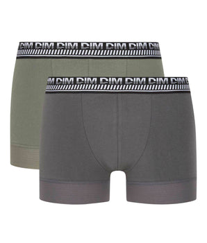 2er-Pack grau/grüne Boxershorts mit PowerGrip Beinabschluss - Stay & Fit
