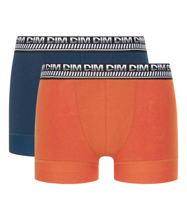 DIM 2er-Pack orange/blaue Boxershorts mit PowerGrip Beinabschluss - Stay & Fit