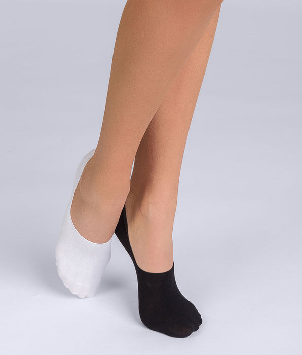 DIM 2er-Pack schwarze/weiße Damen-Füßlinge aus Baumwolle - Basic Cotton