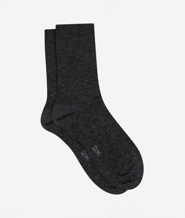 DIM Anthrazitgraue Damensocken aus weicher Wolle mit Viskose