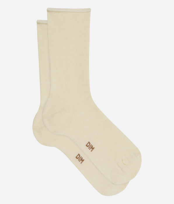 DIM Damen-Socken in Elfenbein, weiche Wolle