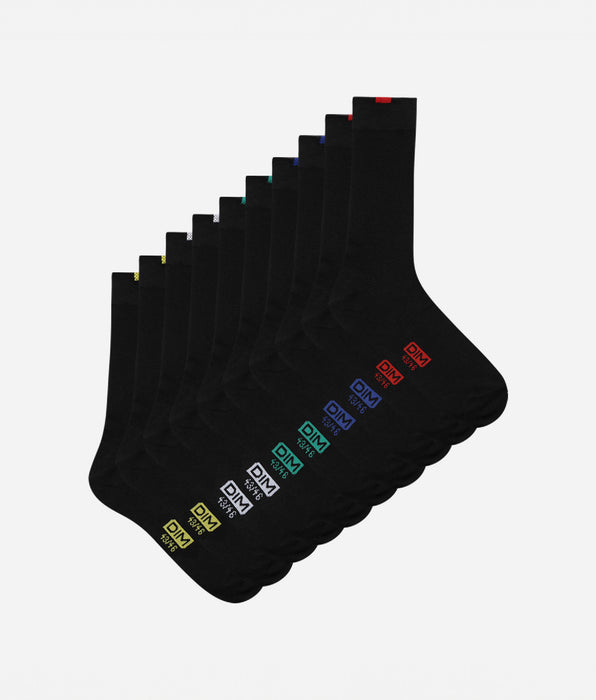 DIM 5er-Pack schwarze Herrensocken mit farbiger Markierung - EcoDIM