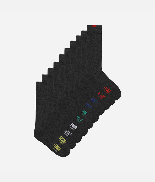 DIM 5er-Pack graue Herrensocken mit farbiger Markierung - EcoDIM