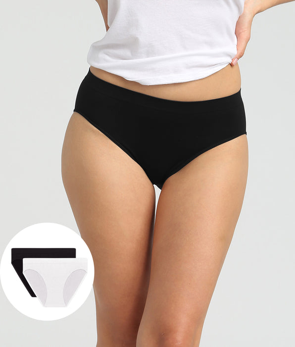 DIM 2er-Pack nahtlose Slips aus Mikrofaser schwarz/weiß – Pockets EcoDIM