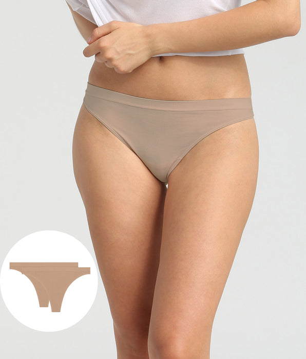 DIM 2er-Pack hautfarbene Stringtangas aus Mikrofaser – Pockets EcoDim