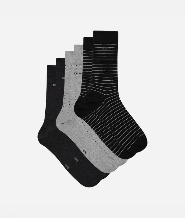 DIM 3er-Pack Herrensocken aus Baumwolle schwarz/anthrazit/grau - Cotton Style