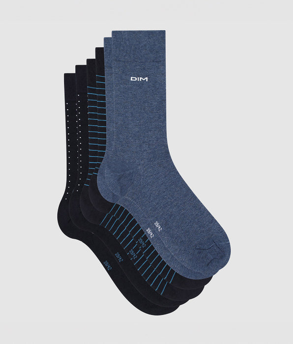DIM 3er-Pack Herrensocken aus Baumwolle marineblau/jeansblau - Cotton Style