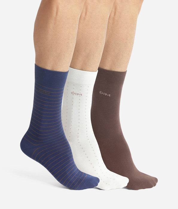 DIM 3er-Pack Herrensöckchen Blau Ebenholz Grau Baumwolle Style