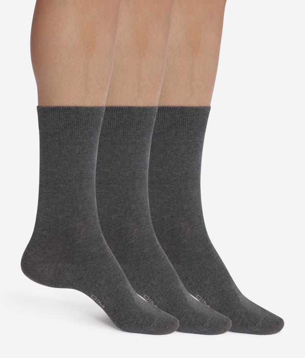 DIM Packung mit 3 Paar Herrensocken Anthrazit Heather Dim Cotton