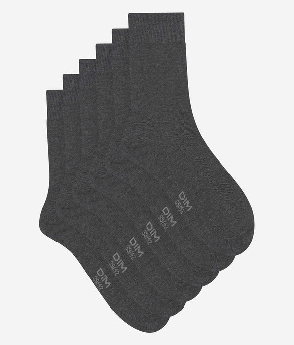 DIM Packung mit 3 Paar Herrensocken Anthrazit Heather Dim Cotton