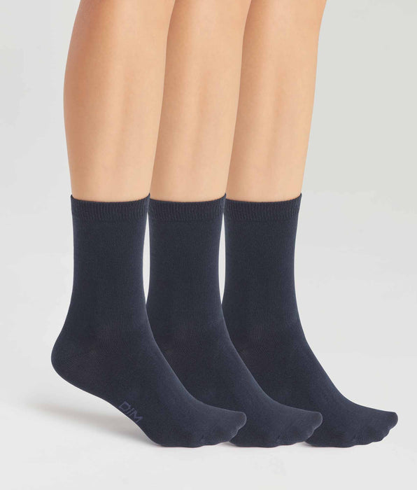DIM 3er-Pack Damensocken aus Baumwolle marineblau - Basic Cotton